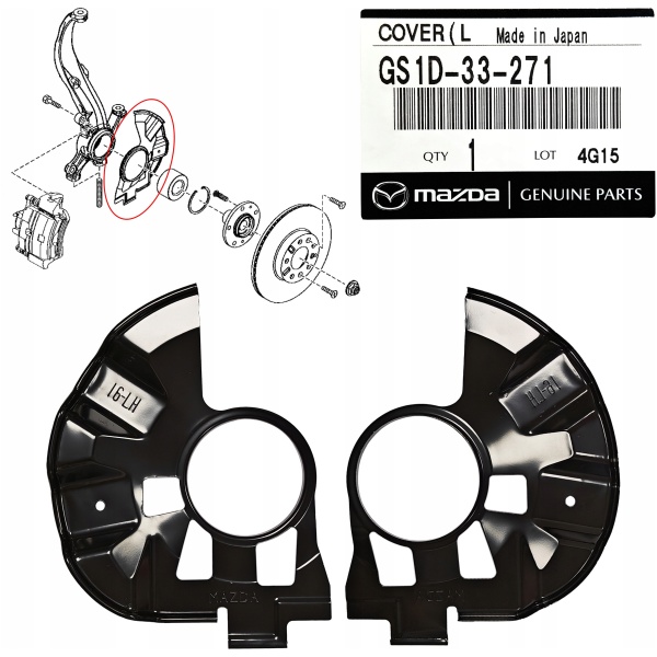 BREMSESKJOLD FORAN VENSTRE MAZDA 6 GS1D33271
