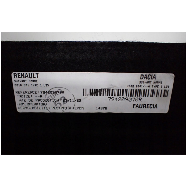 HATTEHYLLE DACIA DUSTER 794209070R - Bilde 3