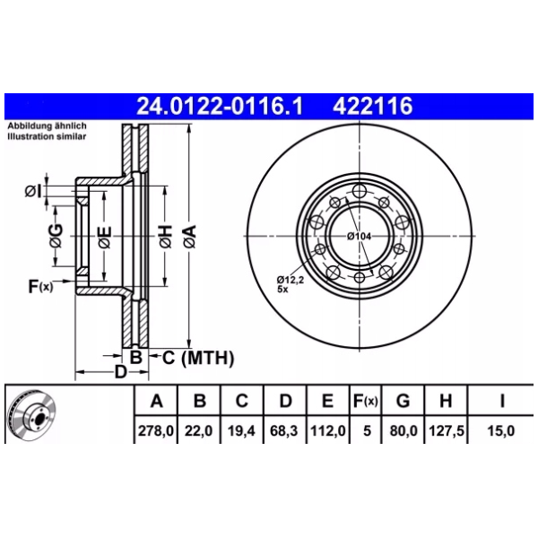 BREMSESKIVE FORAN MERCEDES W126 A1264200005
