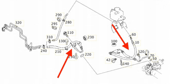 KOMPLETT SERVOSLANGE MERCEDES E W211 A2114665981 - Bilde 2