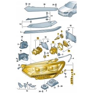 Frontlykt høyre side VW Passat 3G1941114A