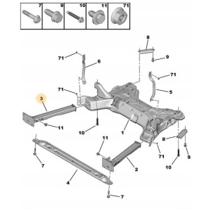 Langsbjelke foran høyre Citroen C4 350886