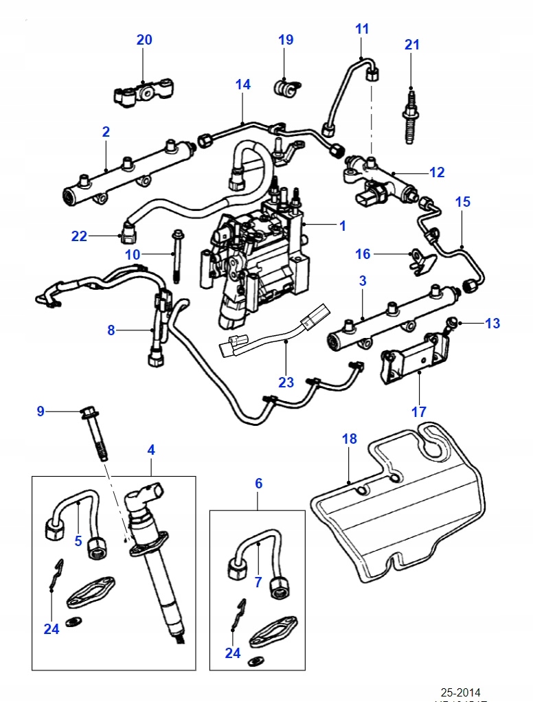 Drivstoffledninger injektorer Land Rover Discovery 7H2Q9K022DA - Bilde 2