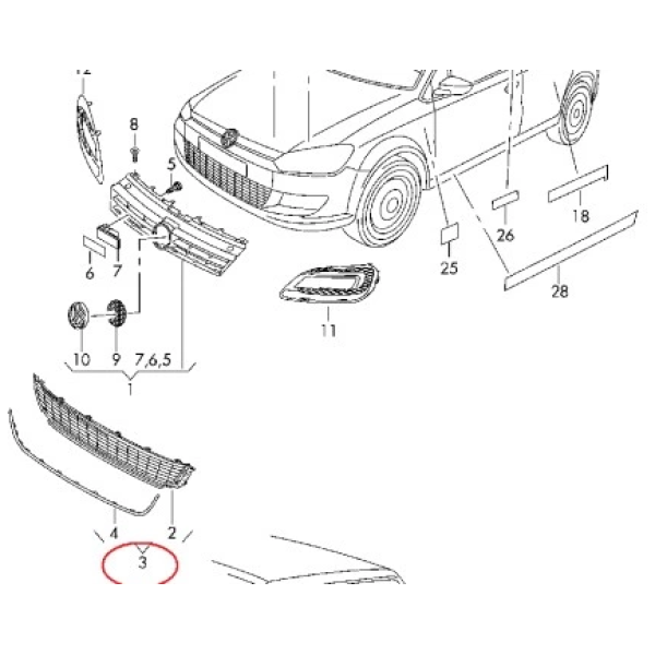 Ventilasjonsgrill Audi OE 6R0853677D9B9 - Bilde 2