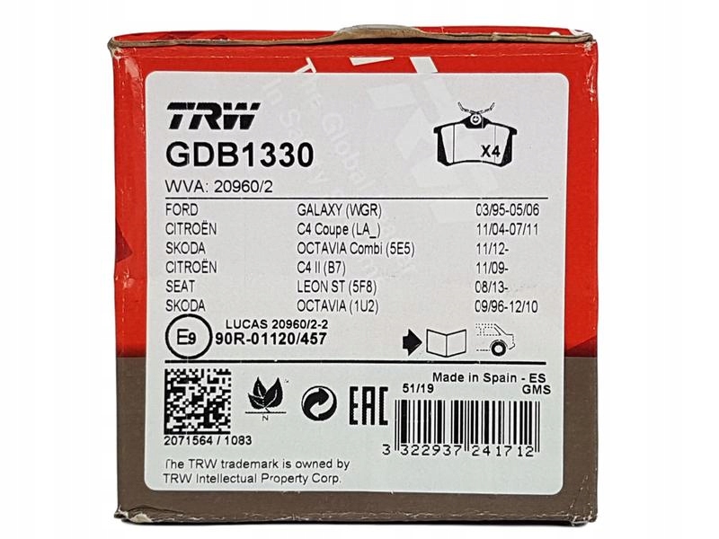 Bakre bremseklosser TRW GDB1330 - Bilde 5