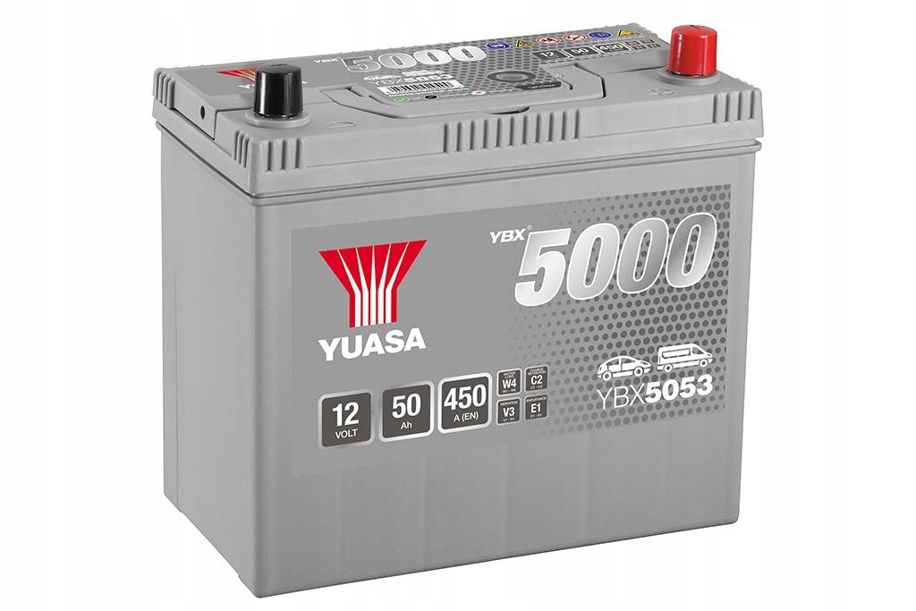 YUASA 50Ah 450A YBX5053 P+ 12V 55B24L bilbatteri