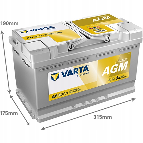 Bilbatteri VARTA SILVER A6 AGM 80AH 800A F21 - Bilde 4