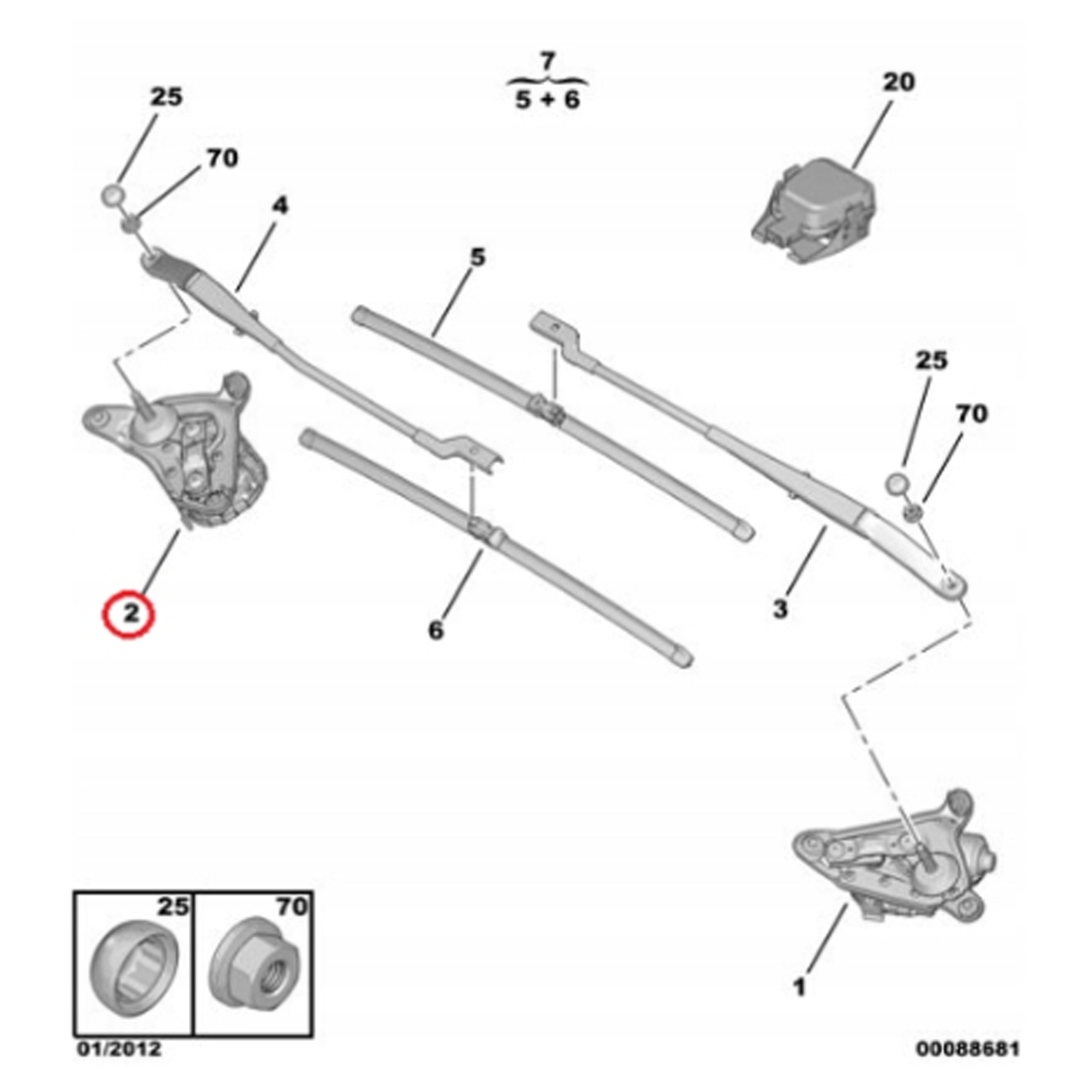 Peugeot 508 høyre viskermotor 9816172680 - Bilde 2