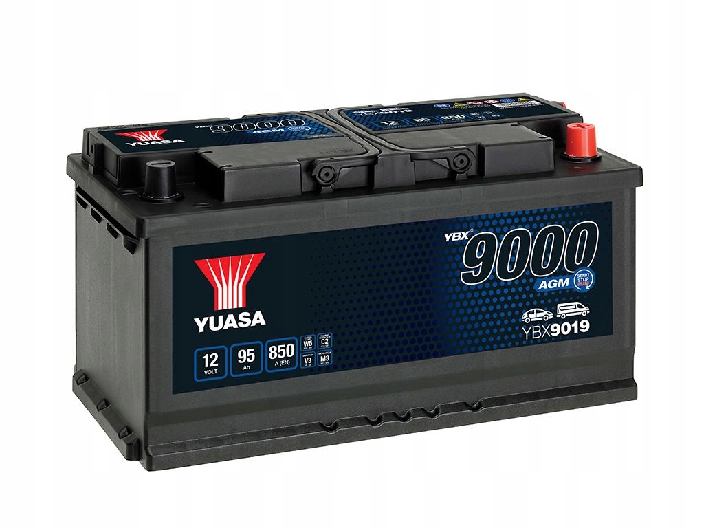 Yuasa AGM bilbatteri 12V 95Ah 850A YBX9019