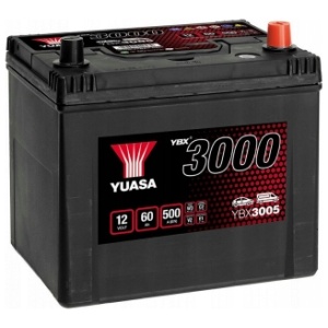 YUASA YBX3005 12V 60Ah 500A P+ bilbatteri