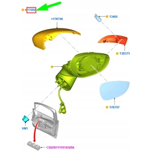 FORD B-MAX B232 venstre fremre sidespeil LHD 2104837 original