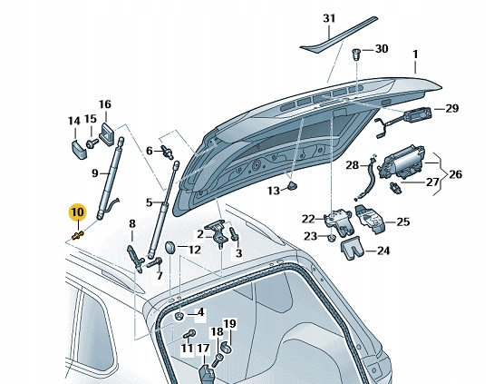 Stift til gassfjær til Skoda Superb 657827850 - Bilde 2