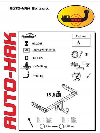 Tilhengerfeste Volvo V50 2004–2012 (kombi) AutoHak L-23 + 13-pin ledningsnett WH1R-G13-8 + adapter 13/7 10512349637 gallery 9