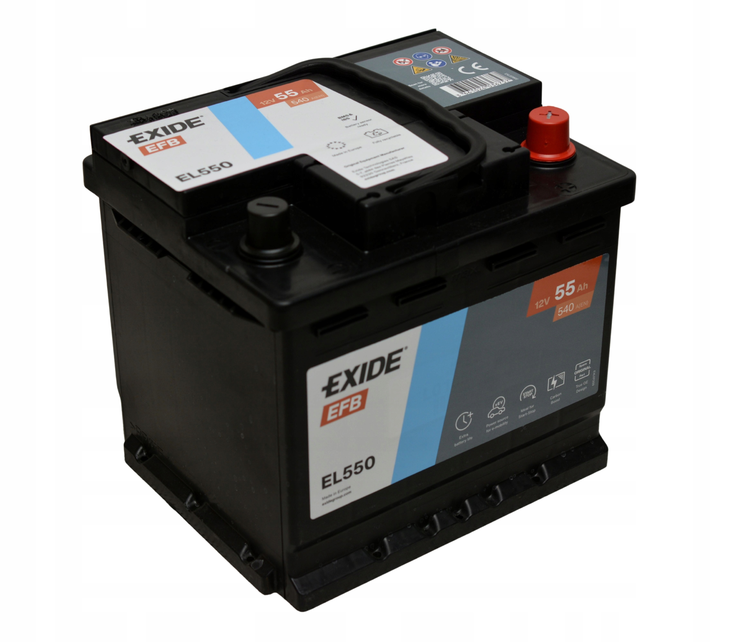 Exide EL550 EFB Start-Stop batteri 12V 55Ah 540A P+ 000915105FA 17369701226 gallery 3