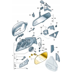 Audi OE speilglass asfærisk med hjørne – høyre (passasjerside) 8K0857536G 15371572114 main