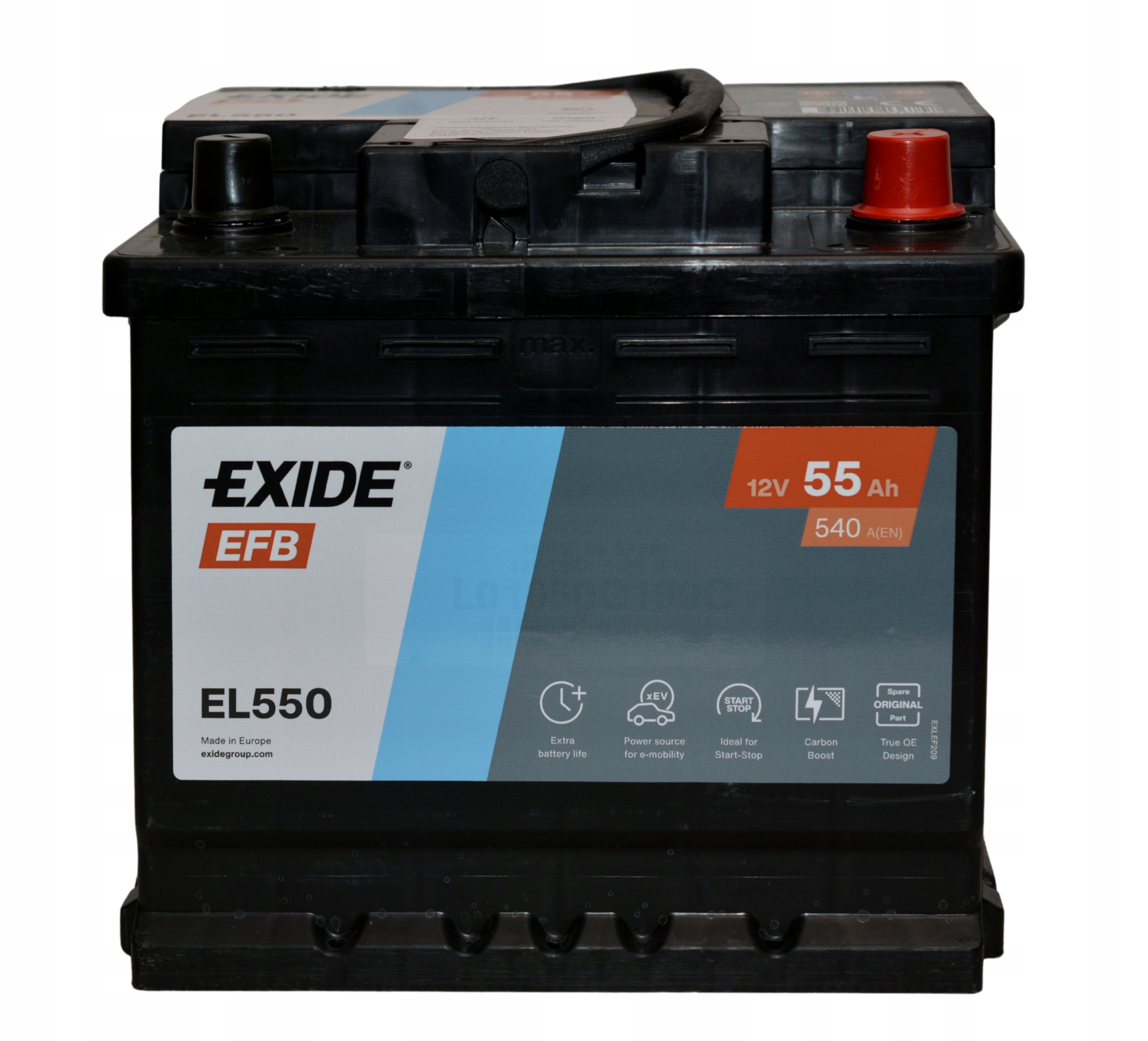 Exide EL550 EFB Start-Stop batteri 12V 55Ah 540A P+ 000915105FA 17369701226 main