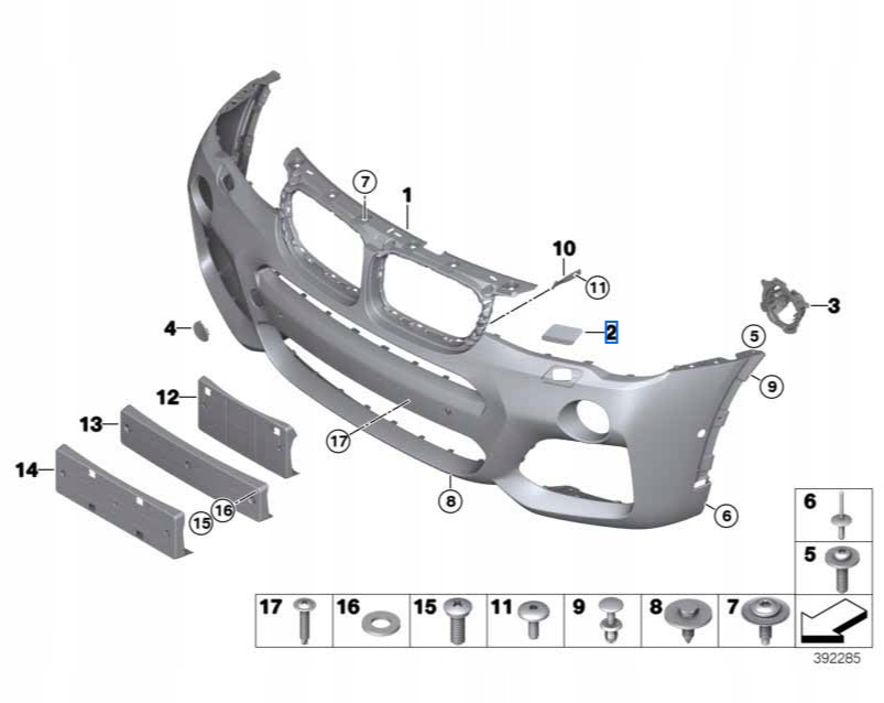 BMW OE sett med deksler til lyktespylere, M-pakke – X3 F25 / X4 F26 (51118064137) 16889646423 gallery 3