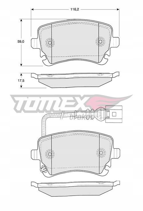 TOMEX Brakes TX 13-96 bremseklosser bak (skivebrems) med slitasjevarsler 18241011098 gallery 3