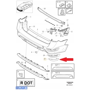 Bakre refleks høyre Volvo XC70 OE 30744512 13204665134 main