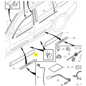 Dørliste venstre foran Volvo XC70 2008– (OEM 31416650) 17542103743 main