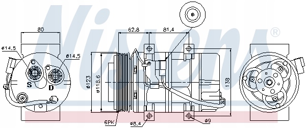 Klimakompressor NISSENS 89069 (DKS-17CH) 12V 6PK Ø119 mm 1161627 15460339688 gallery 2