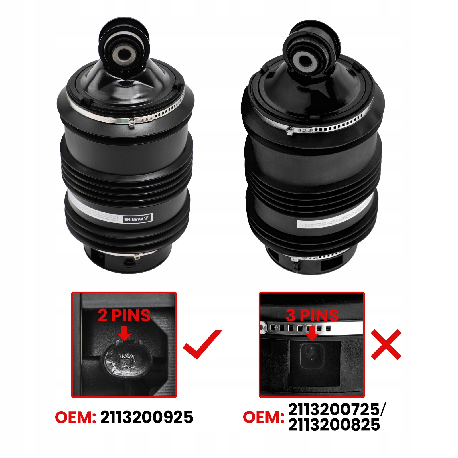 Luftfjær bak 2-pin Mercedes E-Klasse W211/S211 OEM 2113200925 A2113200925 17239748218 gallery 2