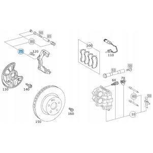 Originalt bremsekaliperfeste høyre foran Mercedes-Benz W211 A0004206215 18300347142 main
