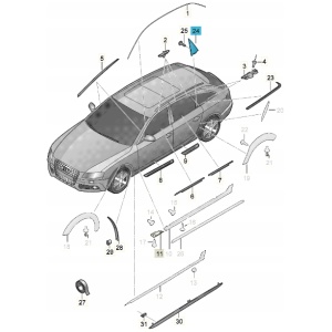 Original Audi 8K5853274P9B9 hjørnedeksel, satengsvart 18544190862 main