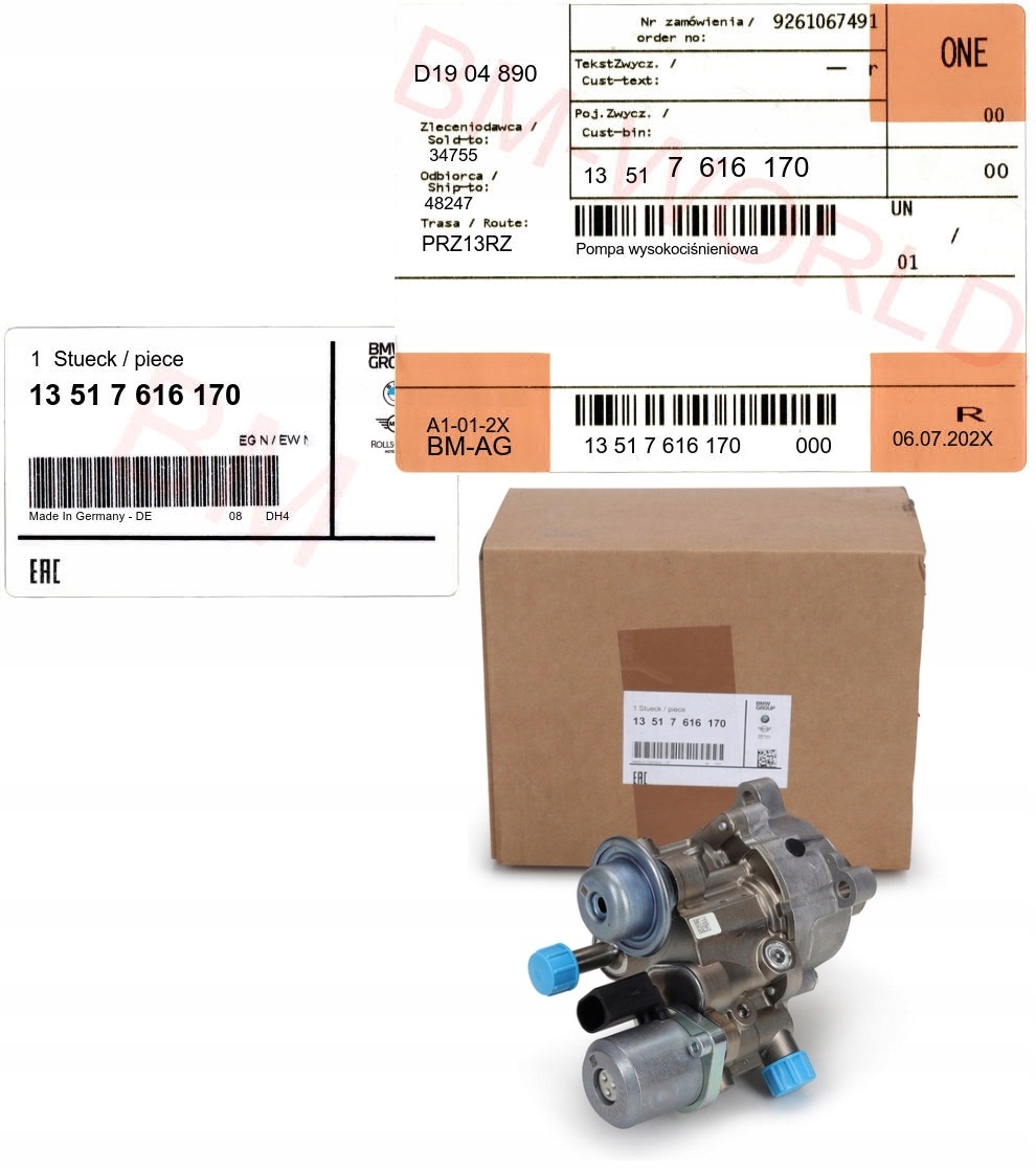 Original BMW OE høytrykkspumpe drivstoff 13517616170 (N53/N54/N55) 18735361480 gallery 3