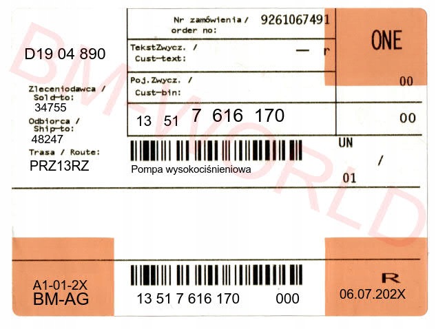 Original BMW OE høytrykkspumpe drivstoff 13517616170 (N53/N54/N55) 18735361480 gallery 5
