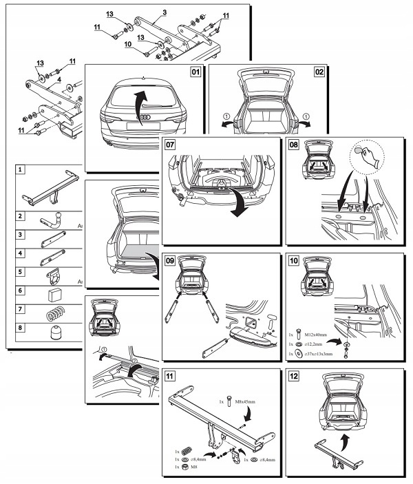 Tilhengerfeste + 13-pins kontakt Toyota Corolla stasjonsvogn 1992-1997 15262469053 gallery 8