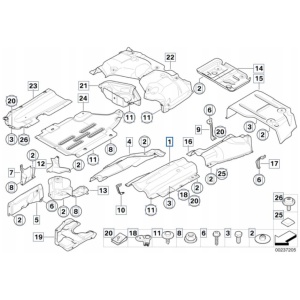 Original BMW varmeskjold/varmeisolasjon midttunnel – BMW 3-serie E90 E91 E92 E93, X1 E84 51487059360 17012794492 main